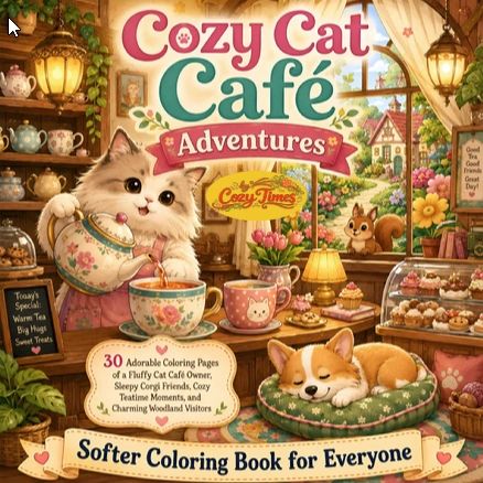 Cozy Cat Café Adventures Coloring Book by Cozy Times