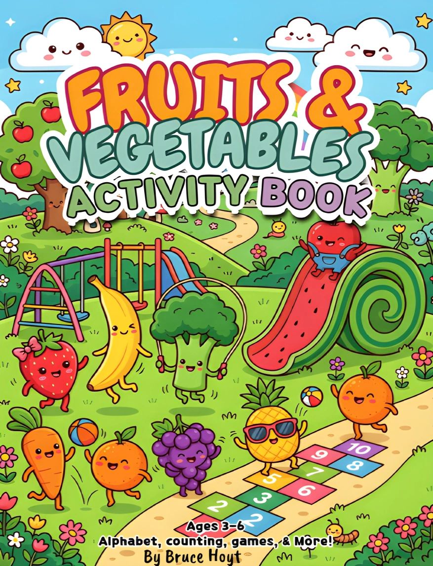 Fruits & Vegetables Activity Book by Bruce Hoyt Ages 3-6